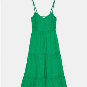 Zara ruffled green spaghetti strap dress